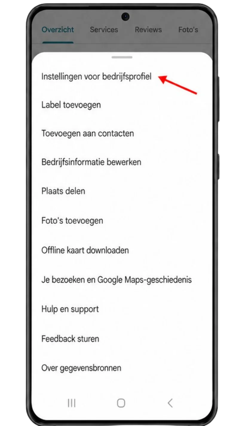 Kies instellingen voor bedrijfsprofiel
